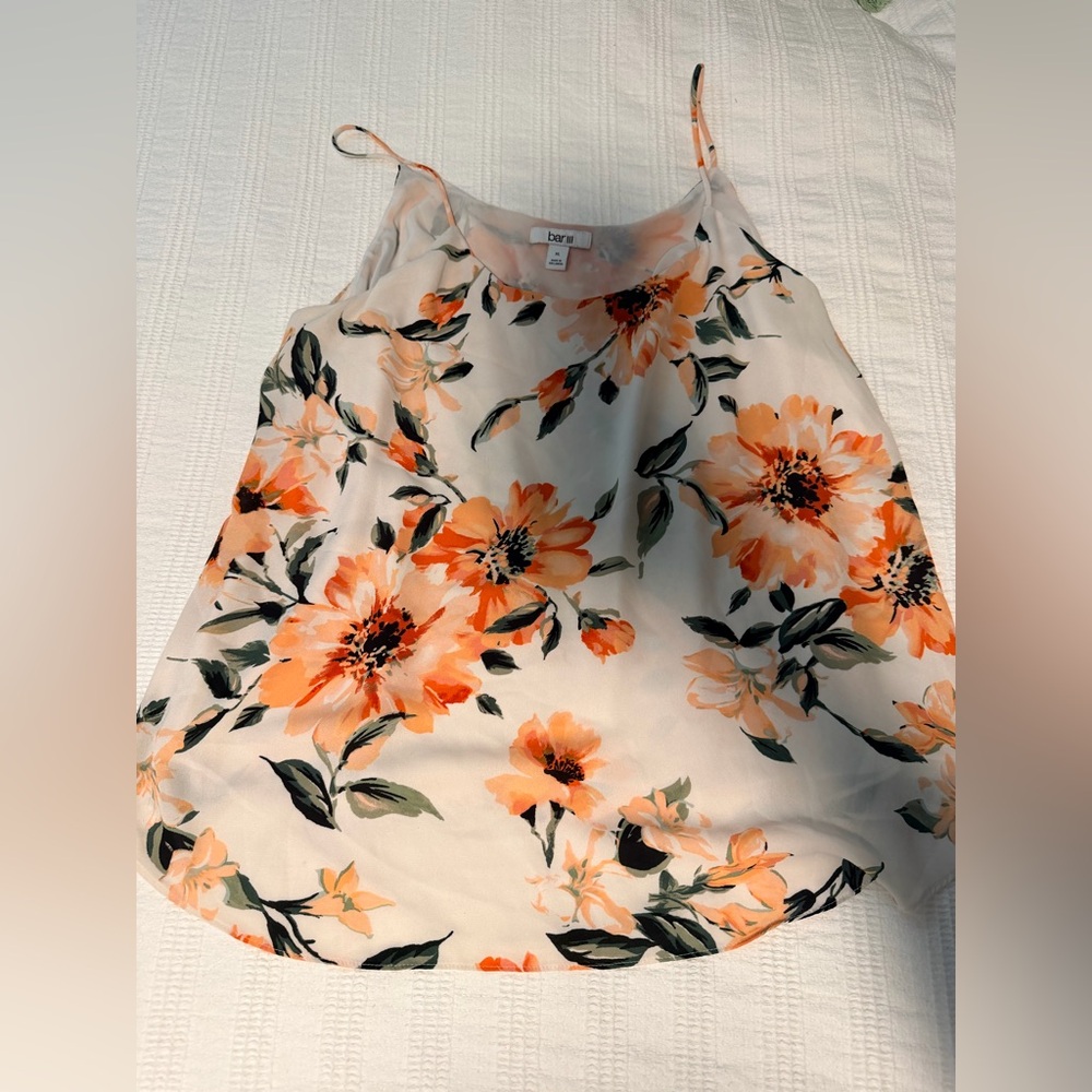 Bar III Floral Camisole - Orange and Cream